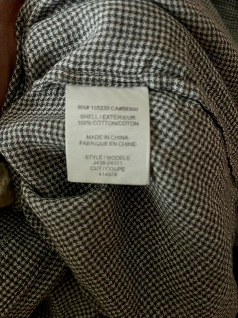 Joie Cotton Voile Houndstooth Button-Front Gray and White Check Blouse - Picture 6 of 7